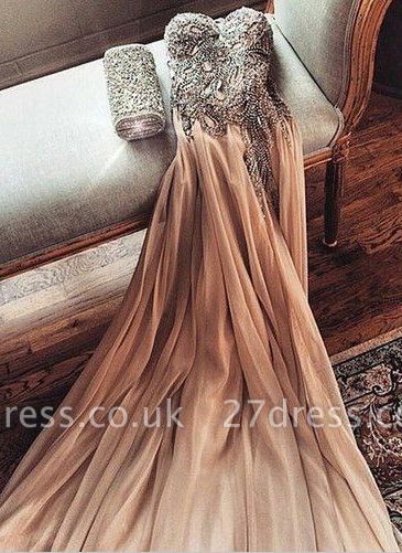 Luxury Sweetheart Crystal Prom Dress UK Long Chiffon Party Gowns