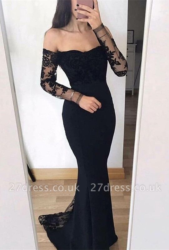 Chic Long Sleeve 2019 Evening Dress UK | Mermaid Lace Formal Dress UK