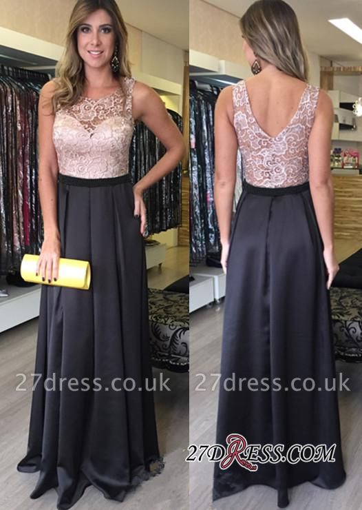 Luxury Floor-Length A-Line Sleeveless Lace Zipper Prom Dress UKes UK