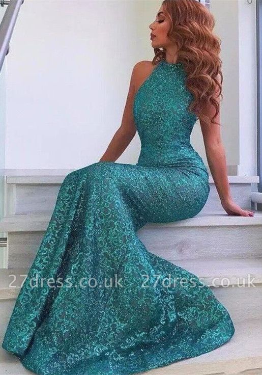 Green Sequins Prom Dress UK Mermaid Evening Party Dress UK
