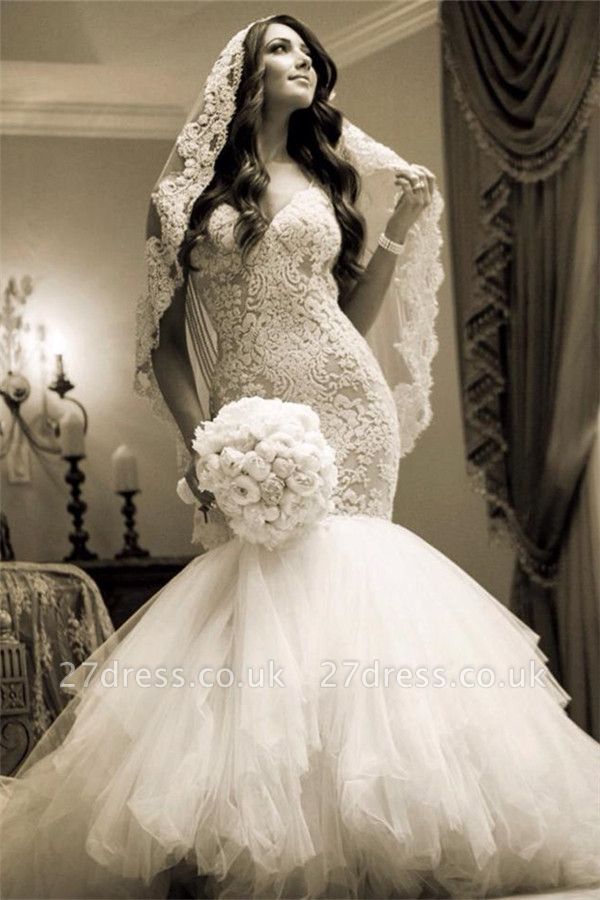 Lace Wedding DressSexy Mermaid Tulle Bridal Gowns