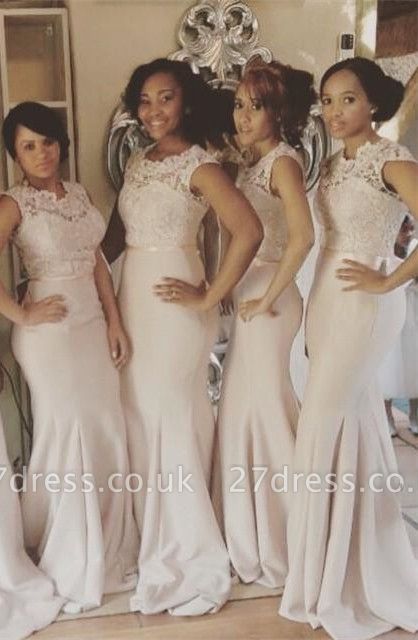 Lace Mermaid Illusion Bridesmaid Dress UK Cap Sleeve