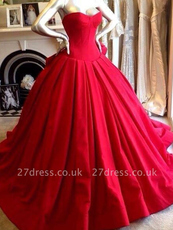 Sweetheart Red Wedding Dress Ball Gown Floor Length Sleeveless bridal Gowns