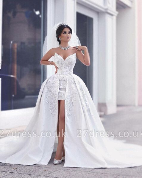 Delicate Sweetheart Beadss Wedding Dresses UK Hi-Lo Bridal Wear