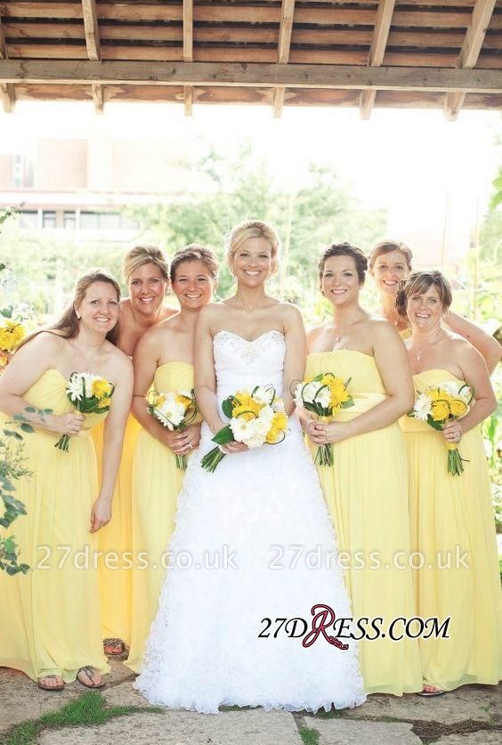 Floor-length Sexy Yellow Sweetheart Chiffon Bridesmaid Dress UK