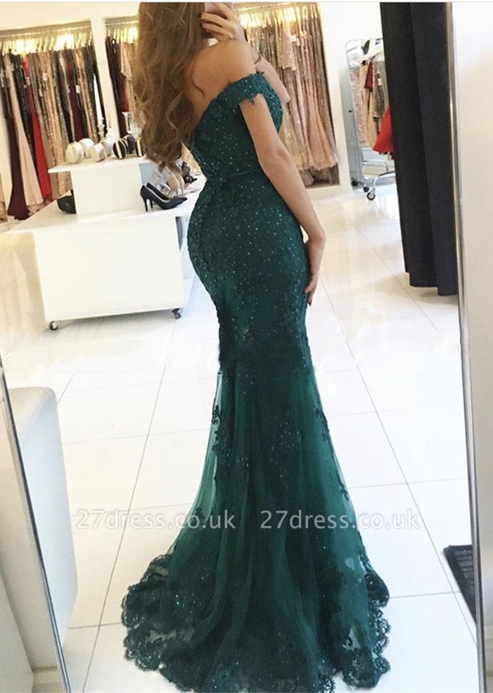Off-the-Shoulder Prom Dress UK | Lace Appliques Evening Gowns