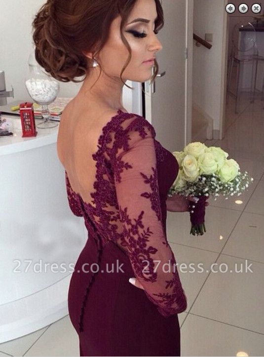Luxury Long Sleeves Lace Appliques Evening Dress UK Mermaid Floor-Length