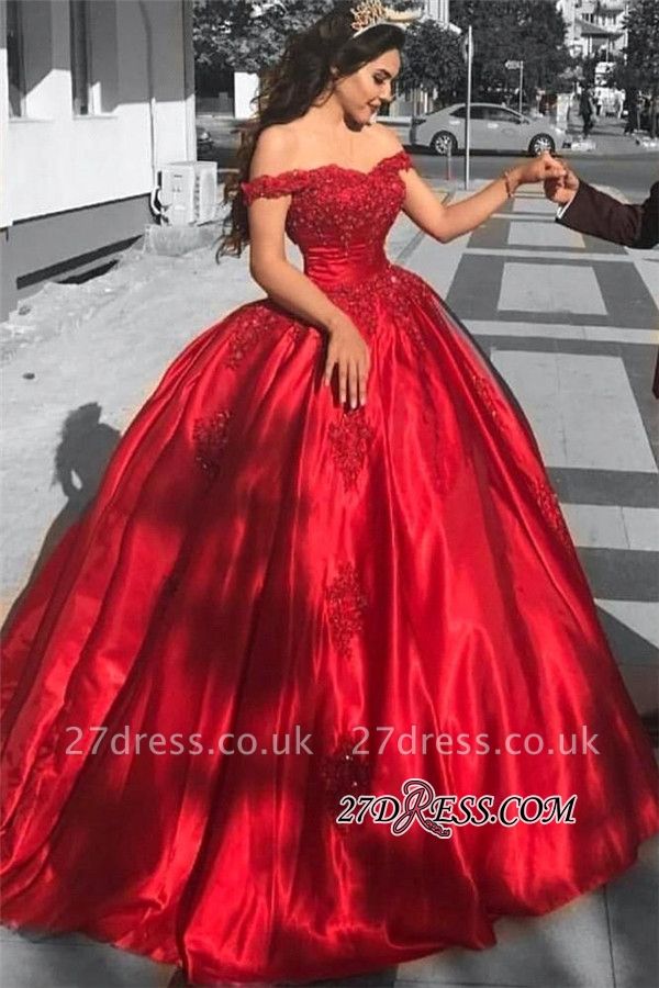 Off-Shoulder Evening Dress Burgundy Lace Bodice Satin Long Prom Dress DTP26  – DressTok.co.uk