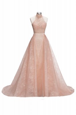 Popular Illusion Sleeveless High-Neck Unique Lace Sheath Puffy Overskirt Prom Dress UK jj0157_1