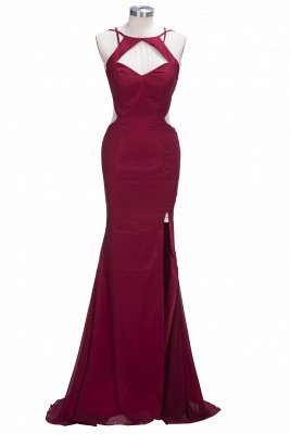 Elegant Burgundy Mermaid Long Prom Dress UKes UK Front Split_1