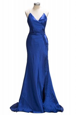 Royal-Blue Open-Back V-Neck A-Line Side-Slit Elegant Evening Dress UK qq0194_1
