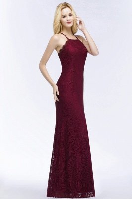 Elegant Mermaid Floor Length Halter Lace Burgundy Bridesmaid Dress UK UKes_3