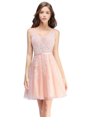 Beautiful Sleeveless lace-up Short homecoming Dress UK Lace Appliques Tulle BA3782_2