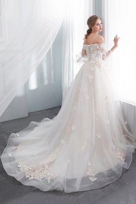NANCE | Ball Gown Off-the-shoulder Floor Length Appliques Tulle Wedding Dresses UK_3