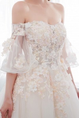 NANCE | Ball Gown Off-the-shoulder Floor Length Appliques Tulle Wedding Dresses UK_10