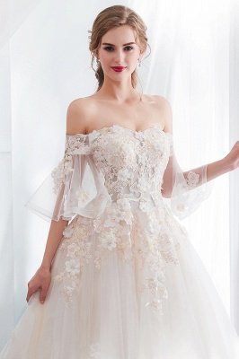NANCE | Ball Gown Off-the-shoulder Floor Length Appliques Tulle Wedding Dresses UK_8