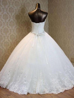 Tulle Ball Gown Floor-Length Sweetheart Beads Sleeveless Wedding Dresses UK_3