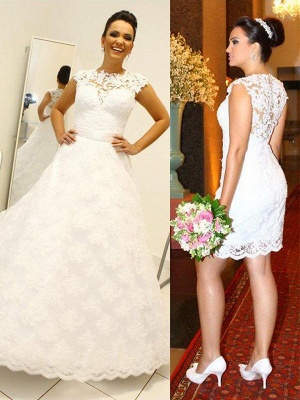 Lace Ball Gown Floor-Length Scoop Neckline Sleeveless Wedding Dresses UK_1