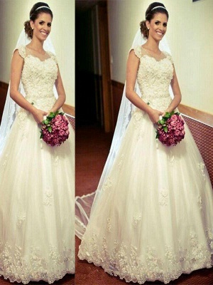 Tulle Ball Gown Sweetheart Floor-Length Sleeveless Wedding Dresses UK_1