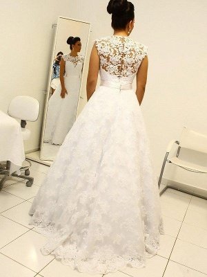 Lace Ball Gown Floor-Length Scoop Neckline Sleeveless Wedding Dresses UK_4