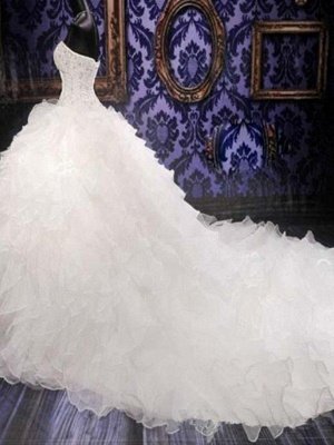 Sweetheart Sleeveless Organza  Beads Sequin Ball Gown Wedding Dresses UK_4