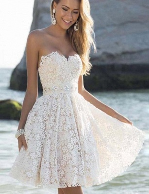 Stunning Cute Sweetheart A-Line Lace Flower Short Prom Homecoming Dress UK_1