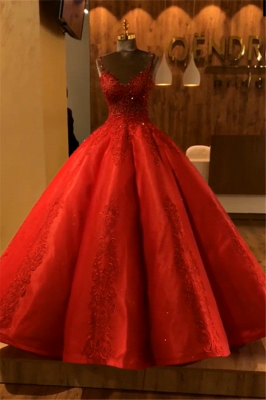 Ruby Straps Sleeveless Ball Gown Appliques Open Back Prom Dress UKes UK UK with Beading_1