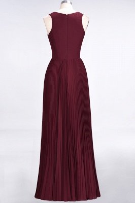 Sexy A-line Satin Flowy Alluring V-neck Sleeveless Floor-Length Bridesmaid Dress UK UK with Ruffles_2