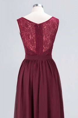 Sexy A-line Flowy Lace Alluring V-neck Sleeveless Floor-Length Bridesmaid Dress UK UK with Ruffles_6