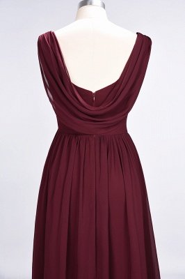 Sexy A-line Flowy Straps Alluring V-neck Sleeveless Floor-Length Bridesmaid Dress UK UK with Ruffles_6