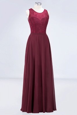 Sexy A-line Flowy Lace Jewel Sleeveless Hollowout Floor-Length Bridesmaid Dress UK UK_3
