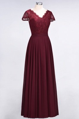 Sexy A-line Flowy Lace Alluring V-neck Cap-Sleeves Floor-Length Bridesmaid Dress UK UK_3