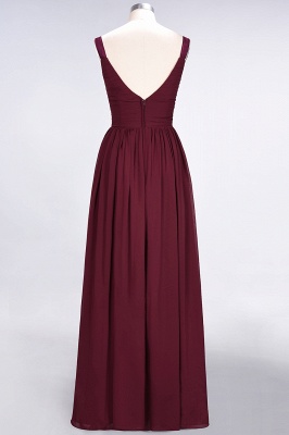Sexy A-line Flowy Straps Alluring V-neck Sleeveless Backless Floor-Length Bridesmaid Dress UK UK with Ruffles_3