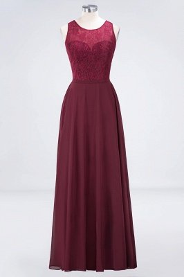 Sexy A-line Flowy Lace Jewel Sleeveless Hollowout Floor-Length Bridesmaid Dress UK UK_1