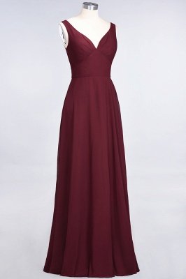 Sexy A-line Flowy Alluring V-neck Straps Sleeveless Ruffles Floor-Length Bridesmaid Dress UK UK with Open Back_4