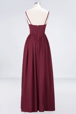 Sexy A-line Flowy Appliques Spaghetti-Straps Deep-Alluring V-neck Sleeveless Floor-Length Bridesmaid Dress UK UK with Ruffles_2