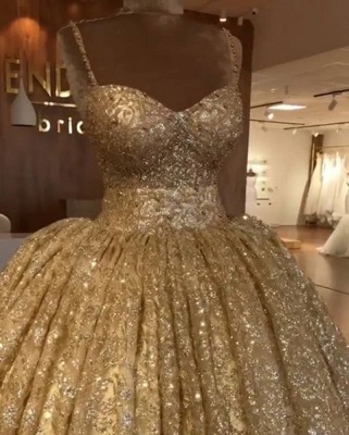 Luxurious Spaghetti Straps SleevelssBall Gown Crystals Prom Dress UKes UK UK_1