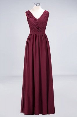Sexy A-line Flowy Lace Alluring V-neck Sleeveless Floor-Length Bridesmaid Dress UK UK with Ruffles_1