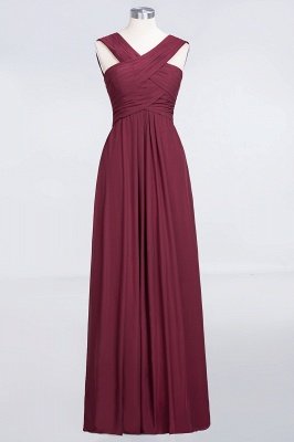 Sexy A-line Flowy Alluring V-neck Straps Sleeveless Floor-Length Bridesmaid Dress UK UK with Ruffles_1
