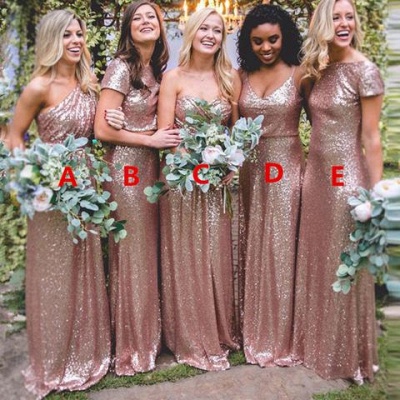 Elegant Sequin Bridesmaid Dress UKes UK | Rose Gold Long Wedding Guest Dress UKes UK_5