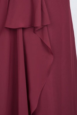 A-Line Chiffon Halter V-Neck Sleeveless Long Bridesmaid Dress UK with Ruffle_7