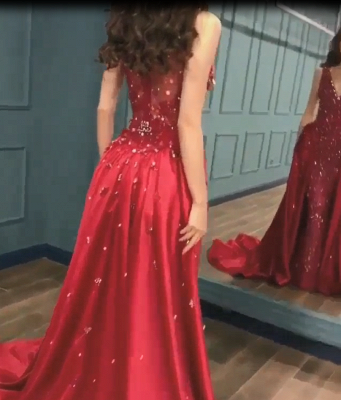 Sparkle Elegant Mermaid V-Neck Crystals Prom Dress UKes UK UK with Overskirt_4