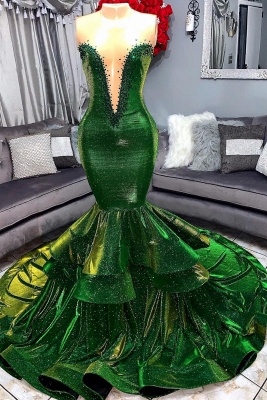 Green Luxury Ruffles Elegant Trumpt Prom Dress UKes UK UK | Elegant StraplessLace Appliques Long Evening Dress UKes UK_1