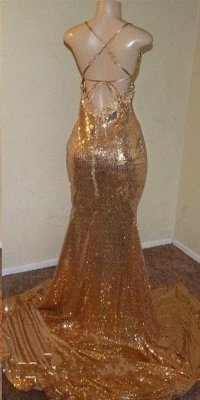 Sequins Sleeveless Front Slit Floor Length Elegant Trumpt Dress UKes UK_4