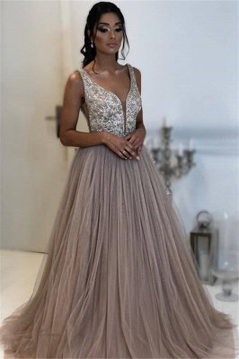 Sexy A-line Sleeveless Applique Tulle Affordable Evening Dress UKes UK UK_1