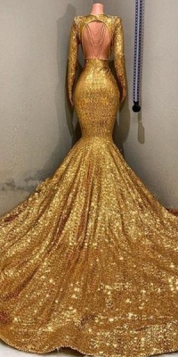 Luxury Elegant Trumpt Sequins Long Sleeves Floor Length Prom Dress UKes UK UK_3