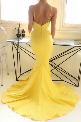 Charming yellow Spaghetti Strap Prom Dress UKes UK Sleeveless Mermaid Open Back Elegant Evening Dress UKes UK_3