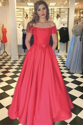 Sexy Red Prom Dress UKes UK Bateau Off-the-Shoulder Elegant Evening Dress UK with Sash_1