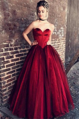 Red Sweetheart Ruffles Prom Dress UKes UK Sleeveless Tulle Sexy Evening Dress UKes UK_1
