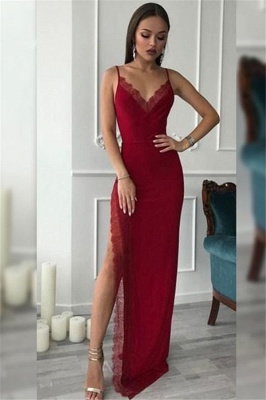 Spaghetti Strap Lace Prom Dress UKes UK Side Slit Sleeveless Elegant Evening Dress UKes UK_1